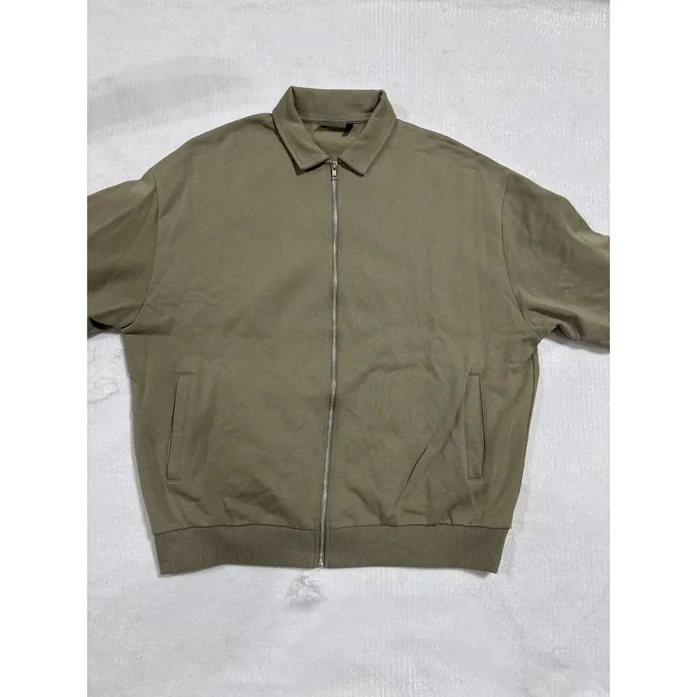 ASOS DESIGN Olive Green Zip Jacket Minimalist Utility Bomber‎ Mens L Normcore